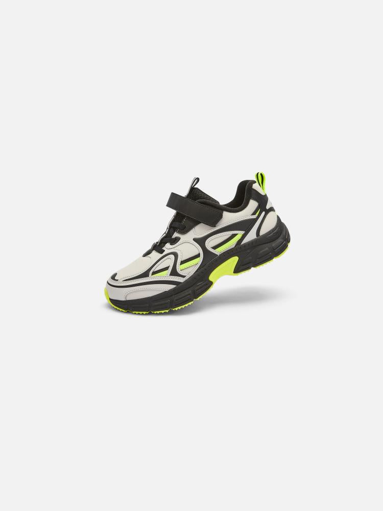 Balabala Sports Shoes Black, White, Neon Yellow