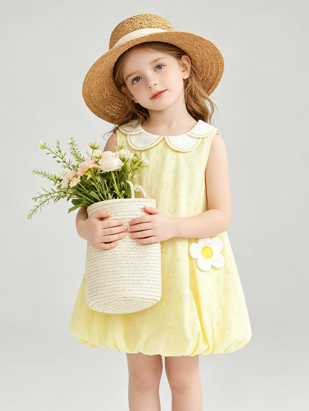 Balabala Sleeveless Bubble Dress Light Yellow