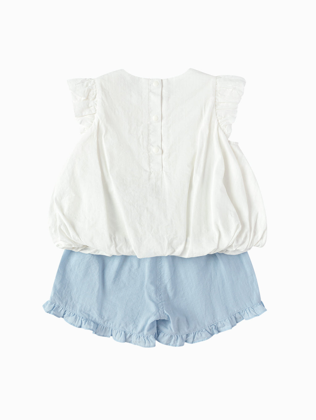 Balabala Girls Ruffle Top and Shorts Set White Blue,Red White