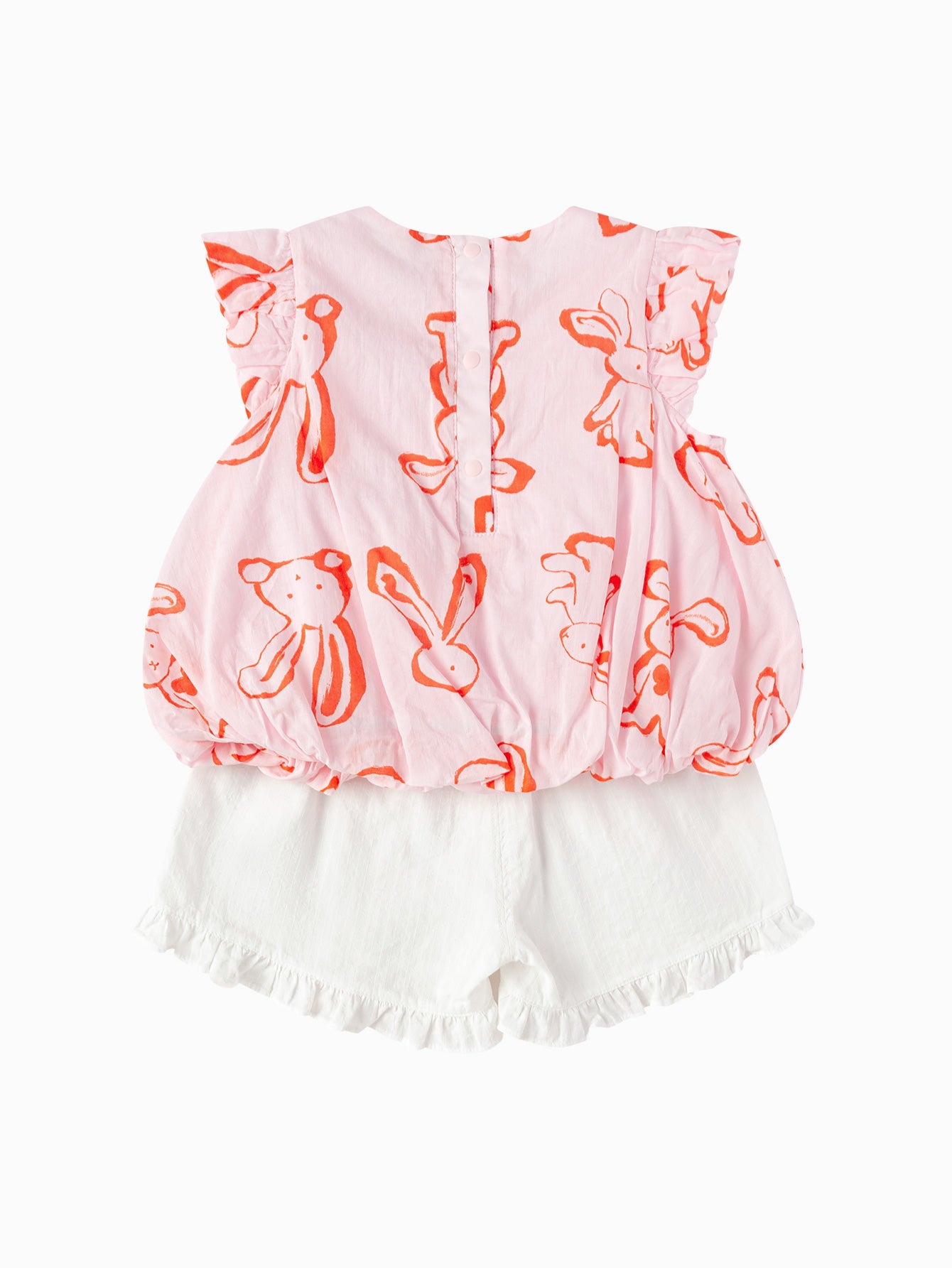 Balabala Girls Ruffle Top and Shorts Set White Blue,Red White