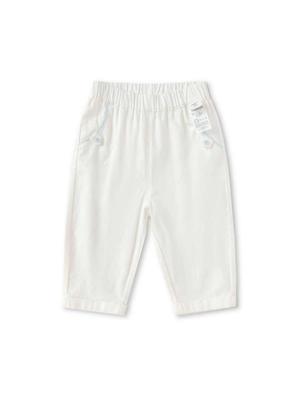Balabala Roll Hem Pants Gray Blue,Raw White