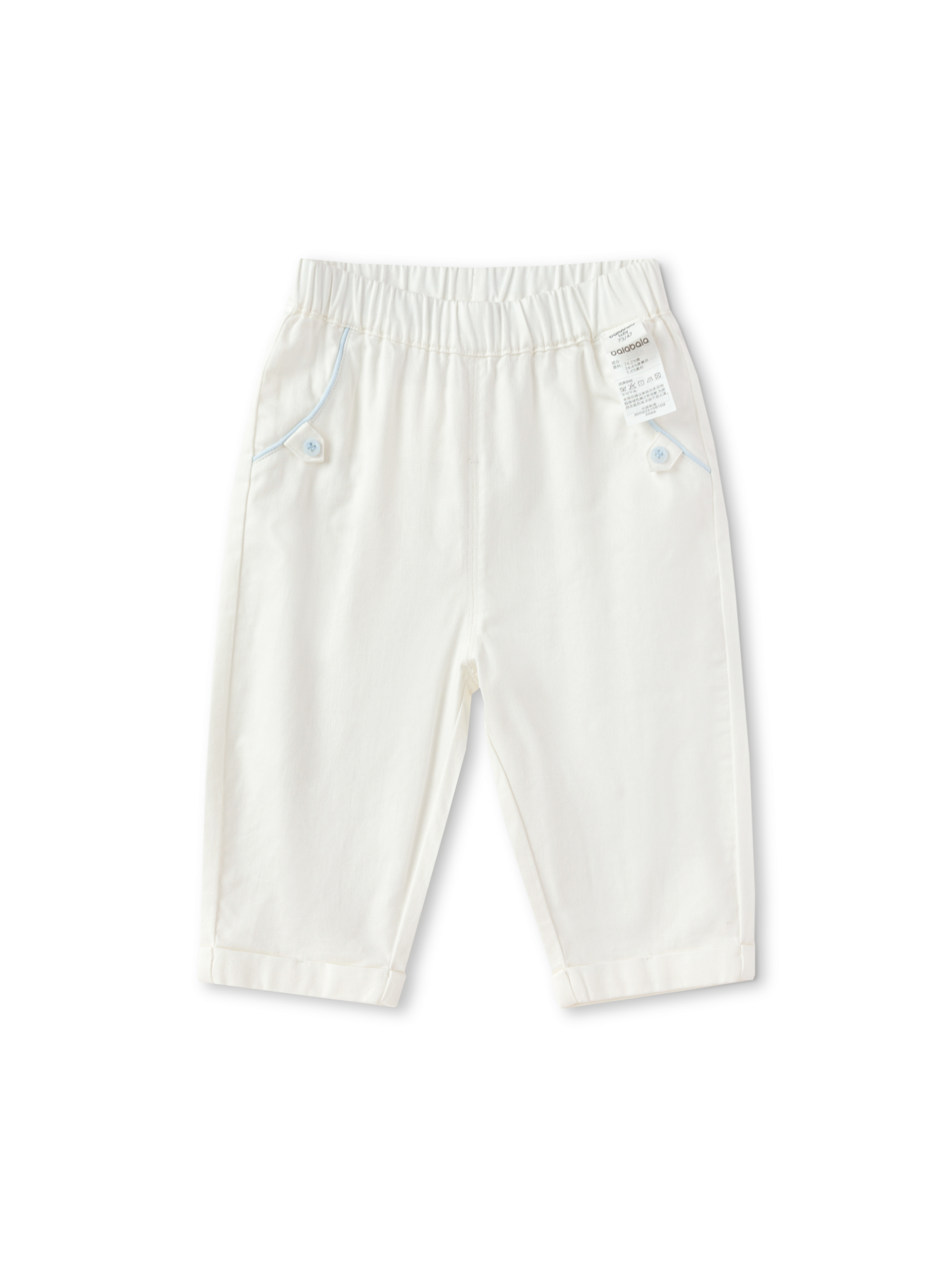 Balabala Roll Hem Pants Gray Blue,Raw White
