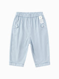 Balabala Roll Hem Pants Gray Blue,Raw White