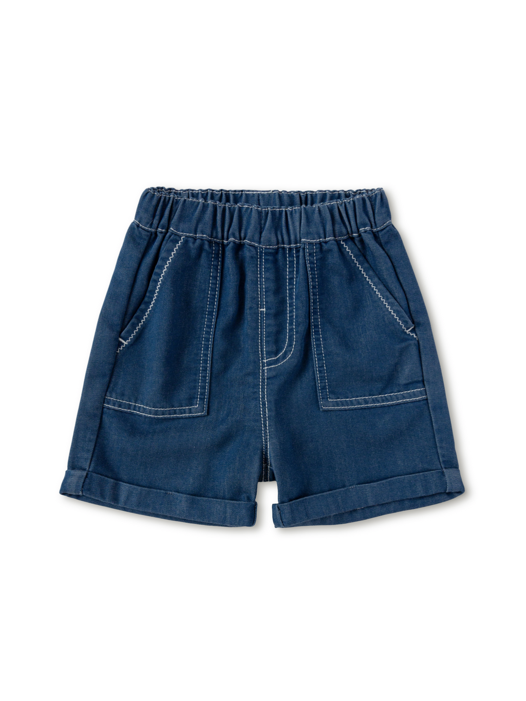 Balabala Patch Pocket Shorts Raw White,Denim Dark Blue