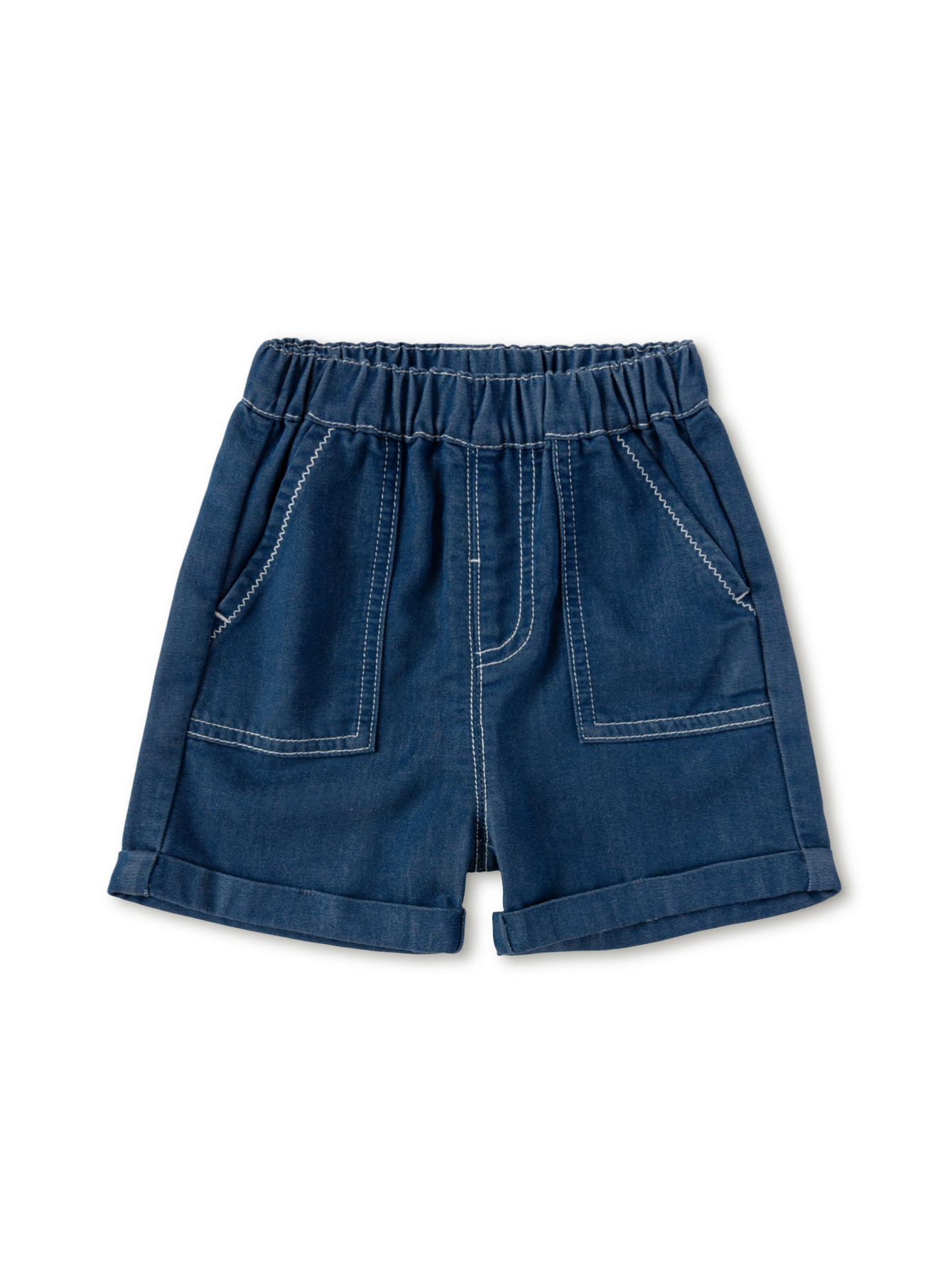 Balabala Patch Pocket Shorts Raw White,Denim Dark Blue