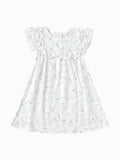 Balabala Girls Floral Ruffle Dress White