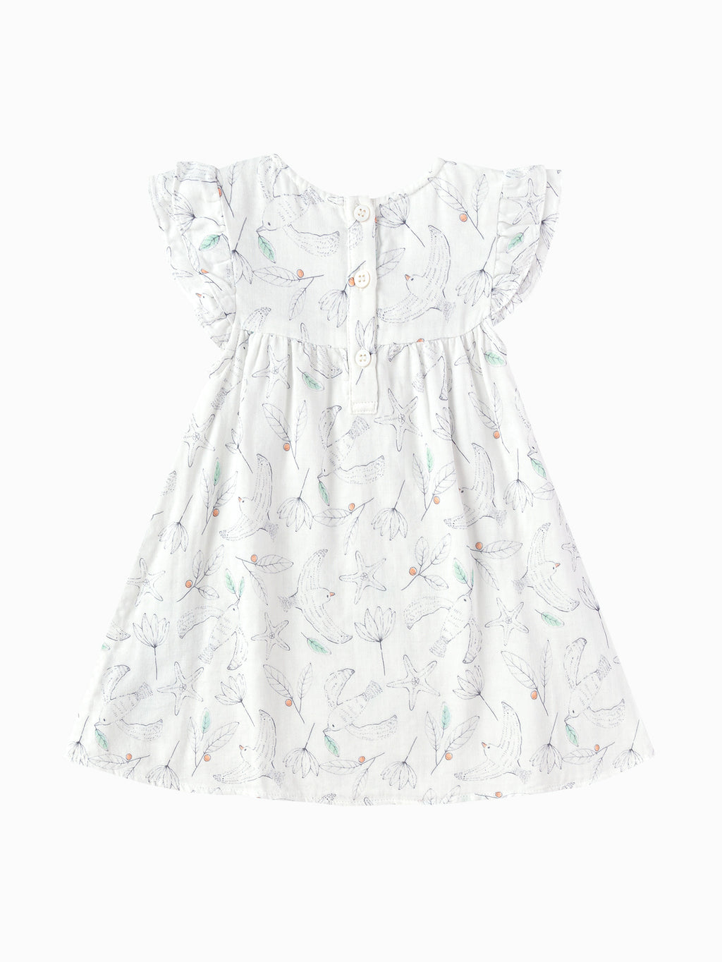 Balabala Girls Floral Ruffle Dress White