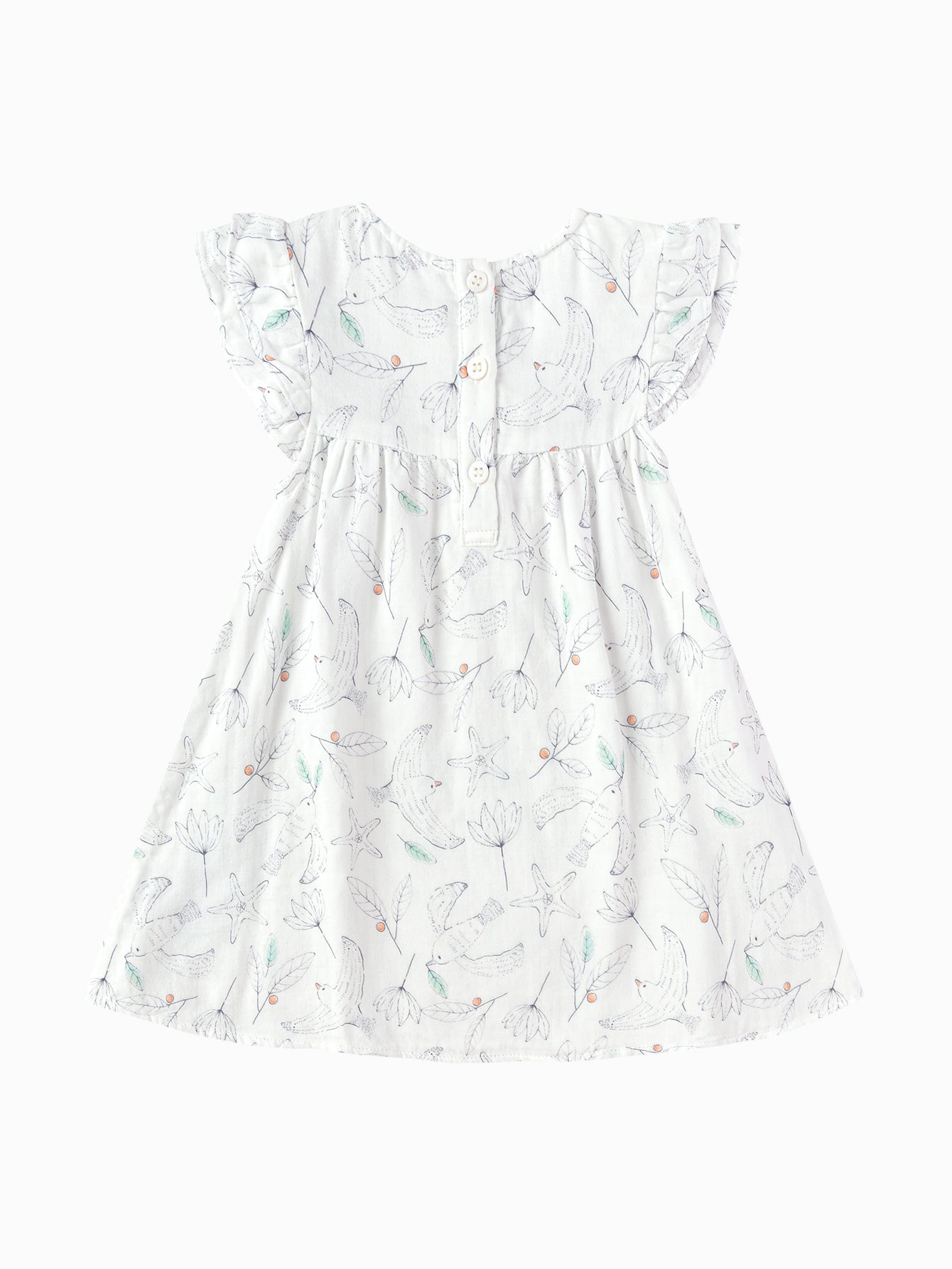 Balabala Girls Floral Ruffle Dress White
