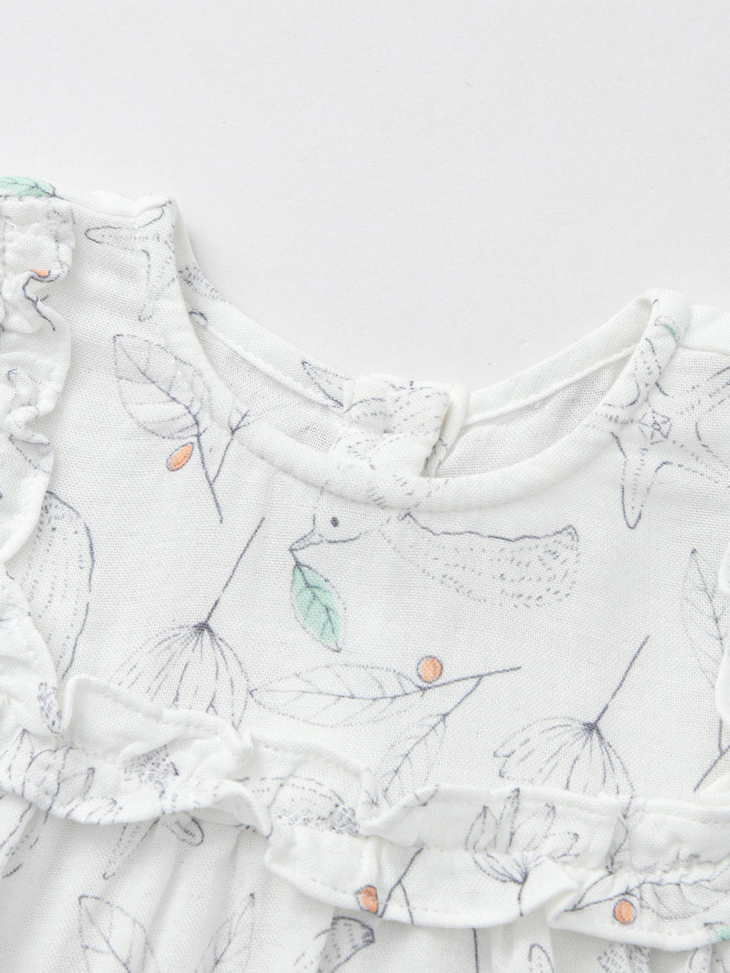 Balabala Girls Floral Ruffle Dress White