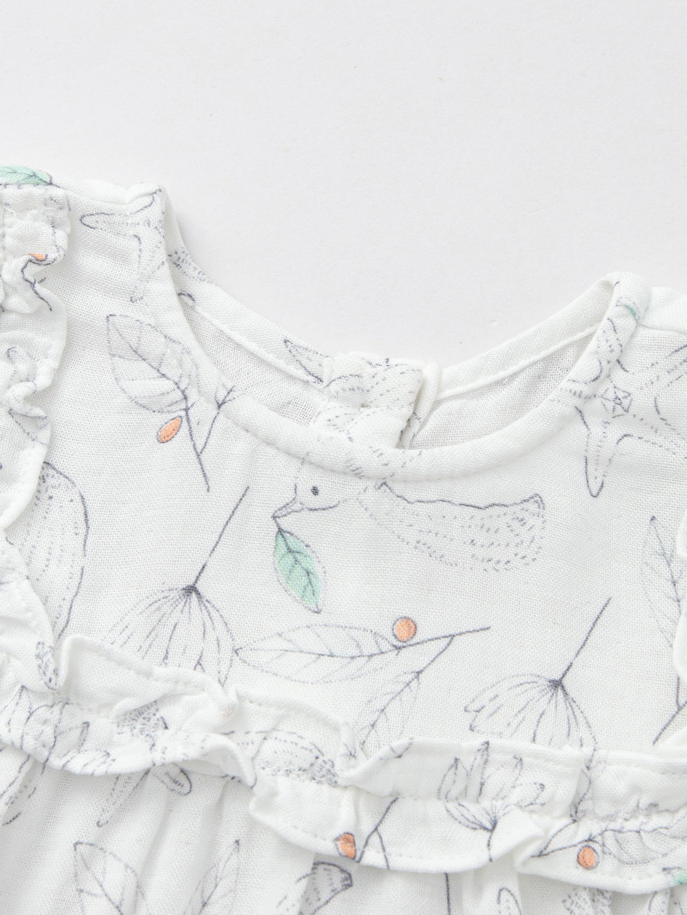 Balabala Girls Floral Ruffle Dress White