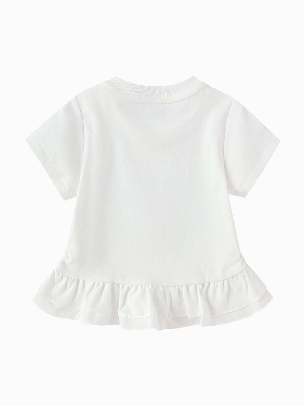 Balabala Girls Bunny Ruffle T-Shirt White,Pink