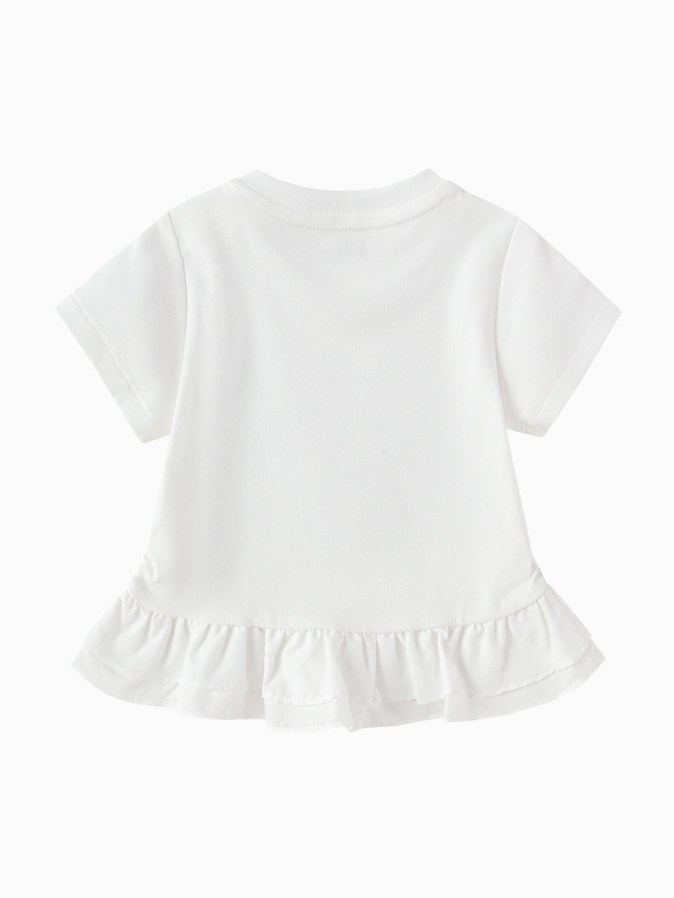 Balabala Girls Bunny Ruffle T-Shirt White,Pink