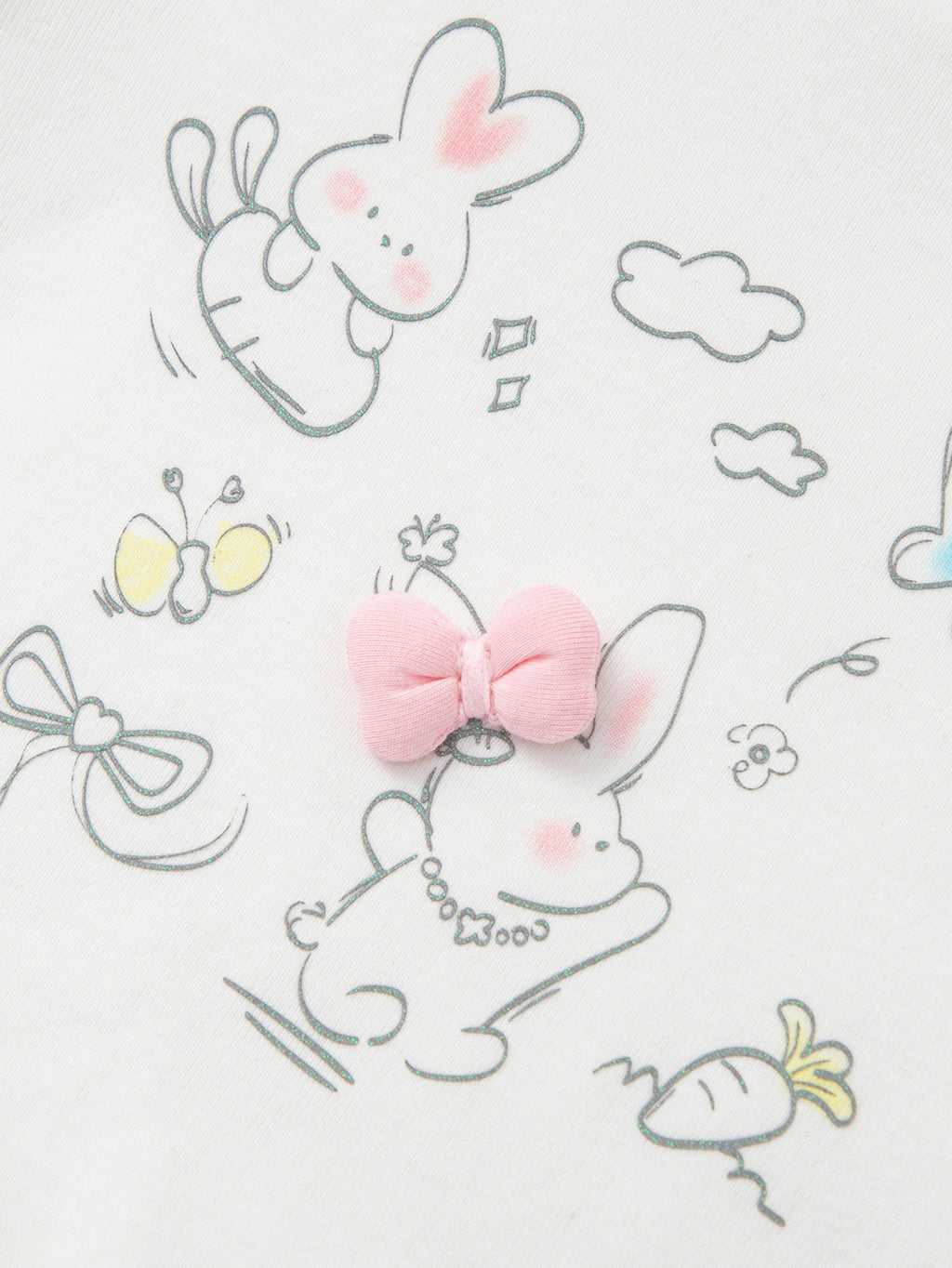 Balabala Girls Bunny Ruffle T-Shirt White,Pink