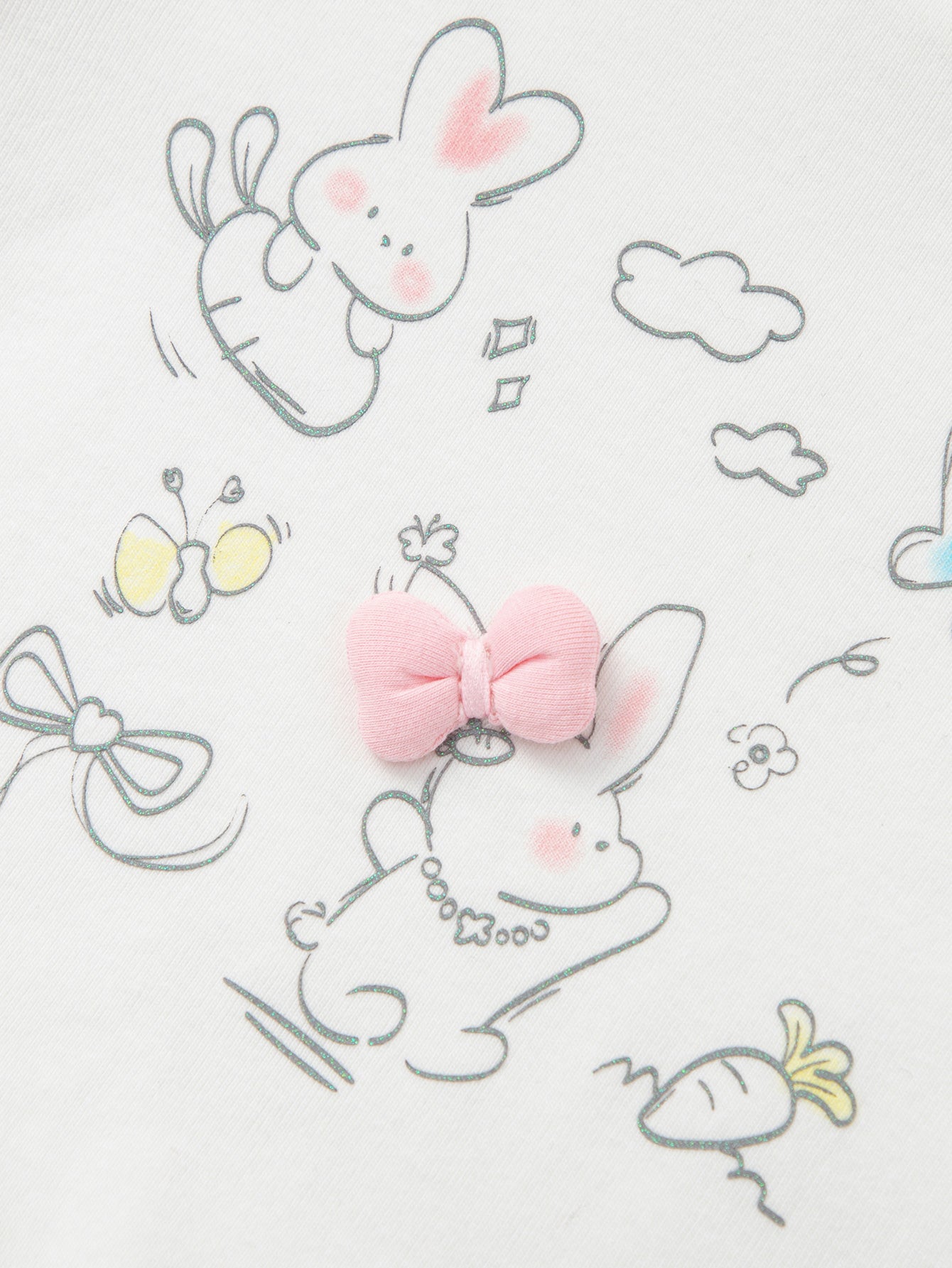 Balabala Girls Bunny Ruffle T-Shirt White,Pink