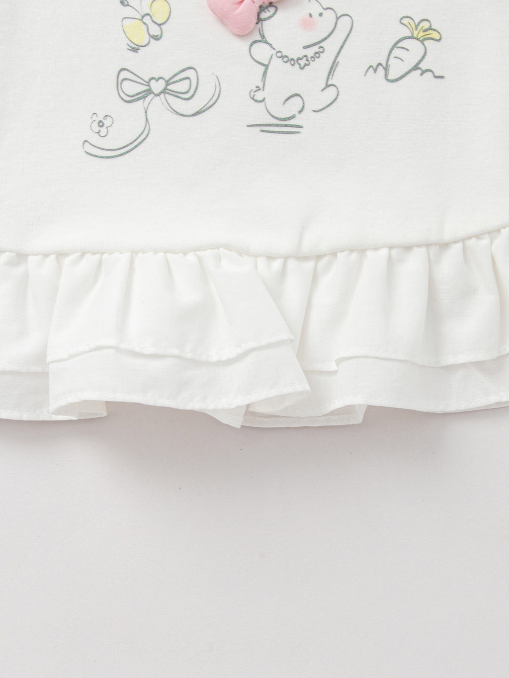 Balabala Girls Bunny Ruffle T-Shirt White,Pink