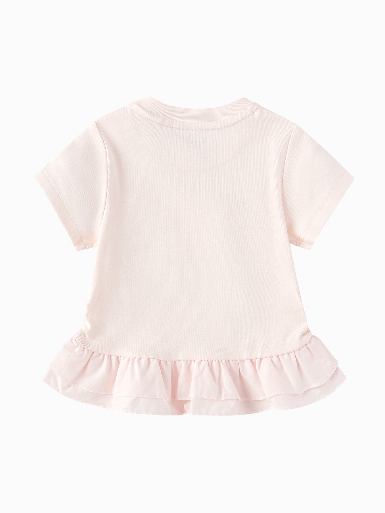 Balabala Girls Bunny Ruffle T-Shirt White,Pink
