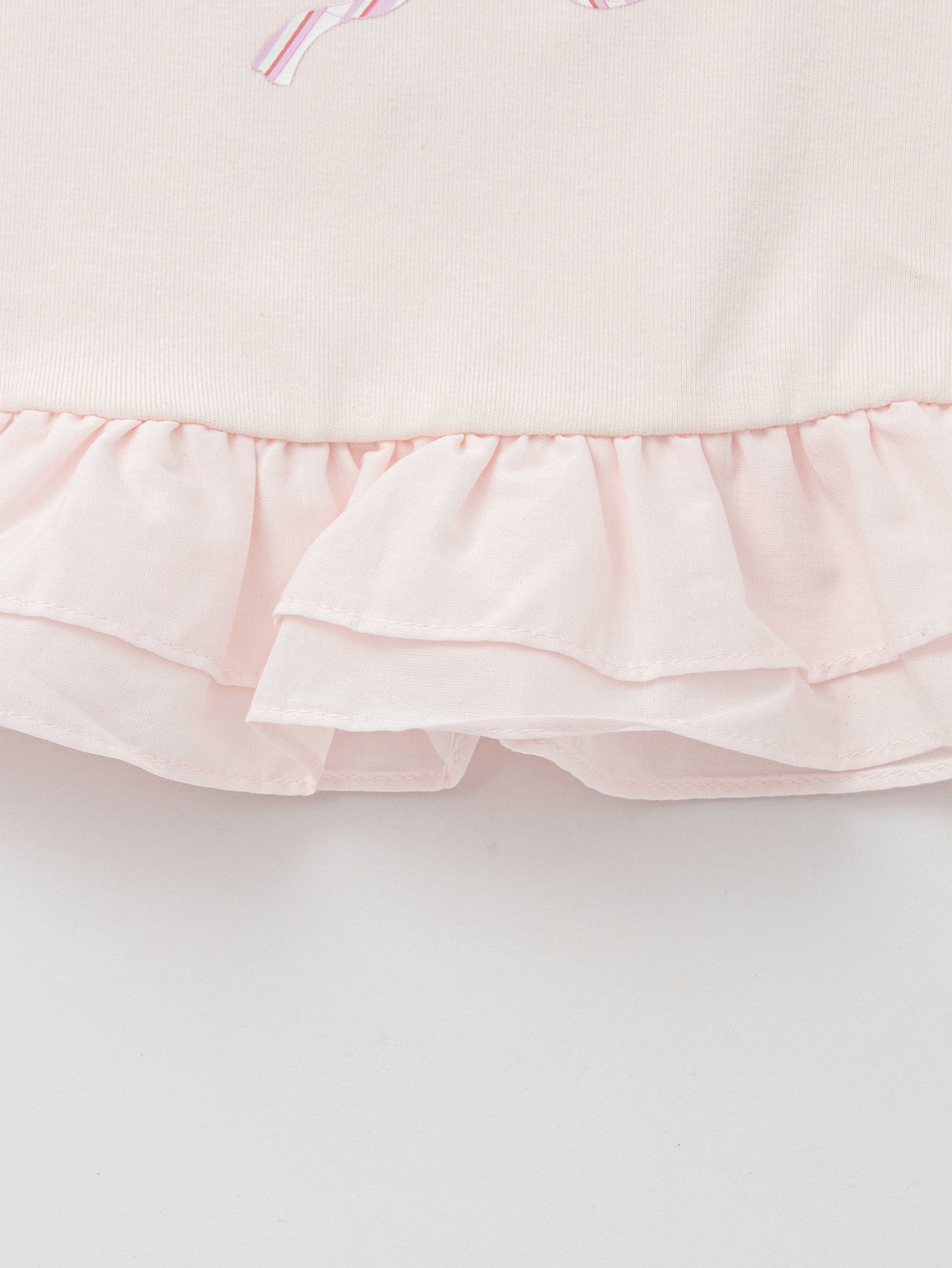 Balabala Girls Bunny Ruffle T-Shirt White,Pink