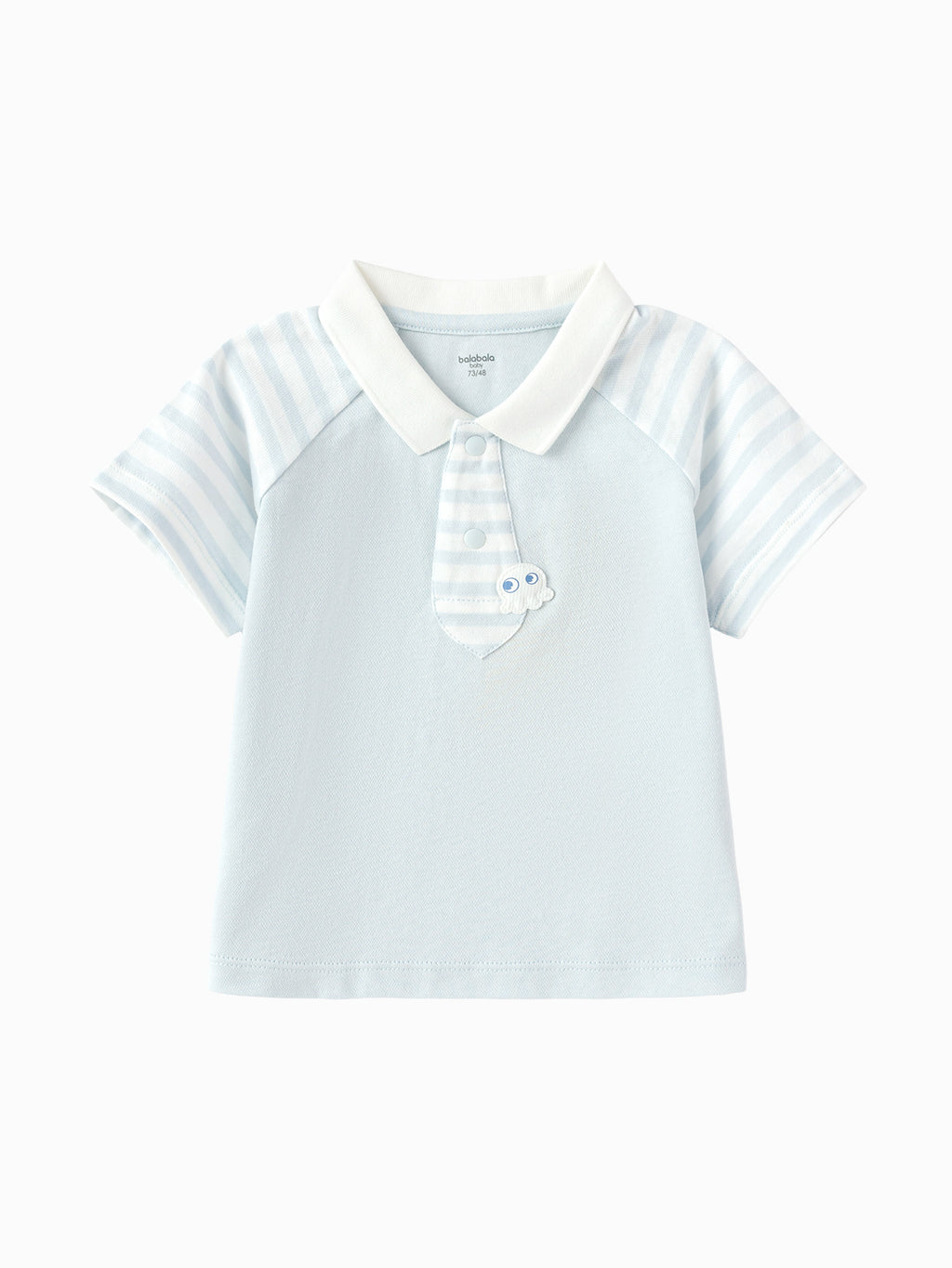 Balabala Boys Striped Sleeve Polo Shirt Light Blue