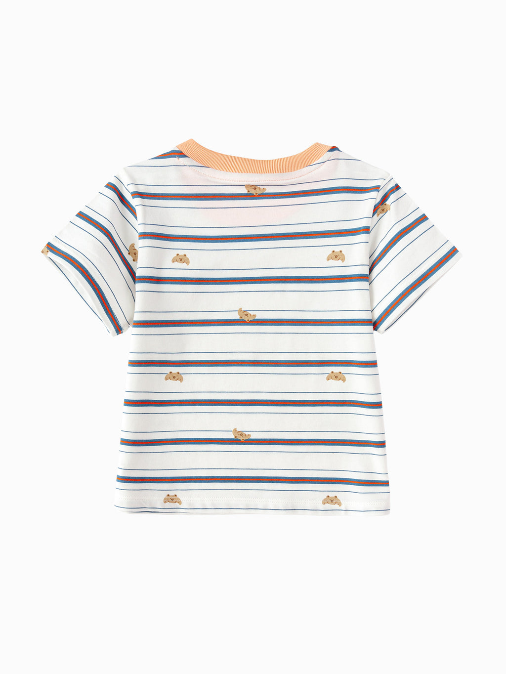 Balabala Printed Contrast Trim T-shirt Raw White,White Blue