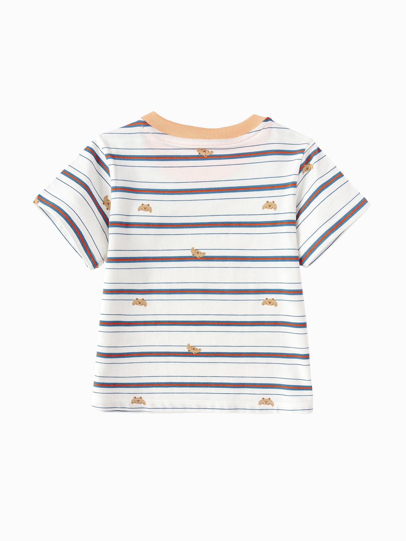 Balabala Printed Contrast Trim T-shirt Raw White,White Blue