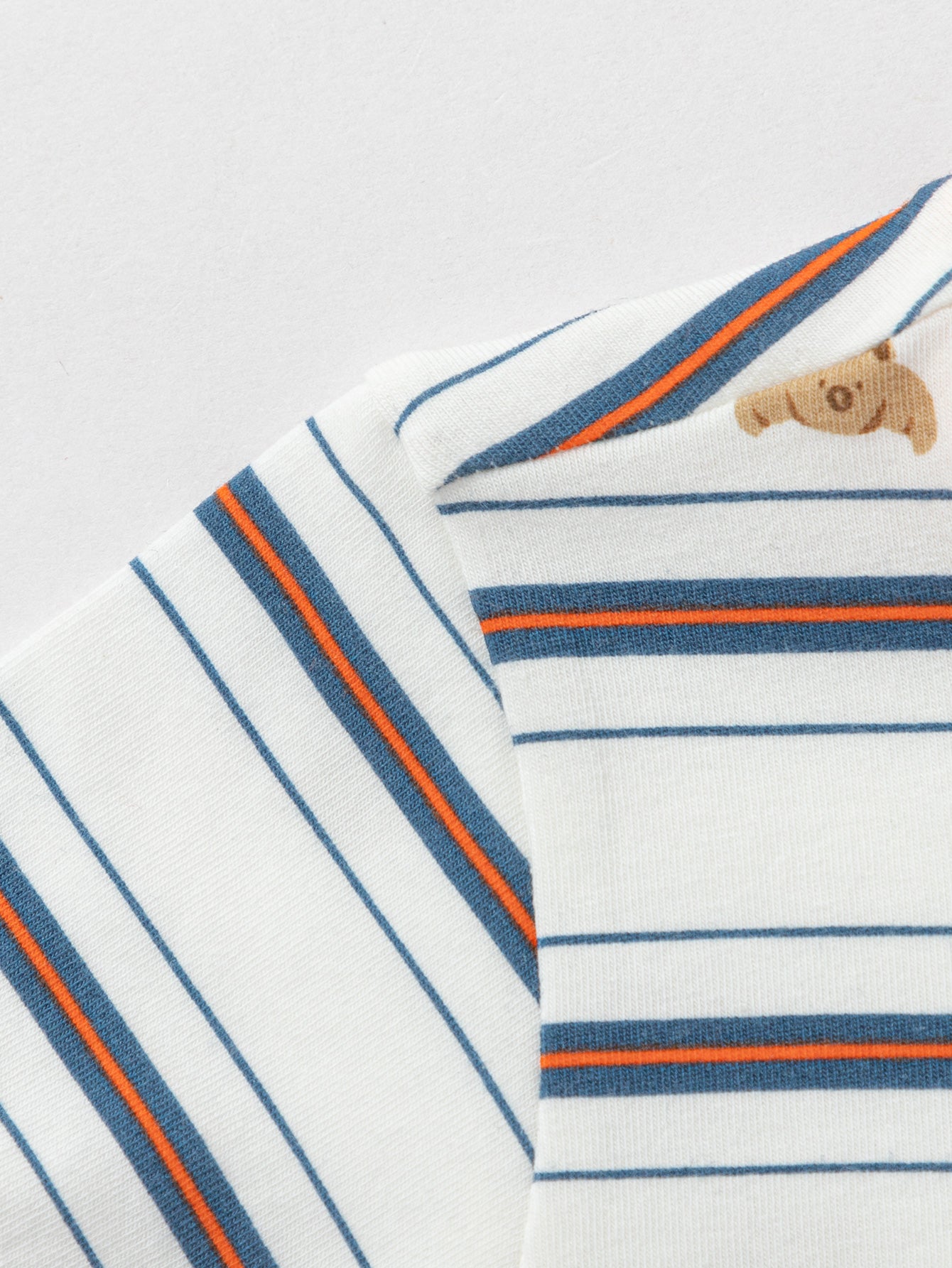 Balabala Printed Contrast Trim T-shirt Raw White,White Blue