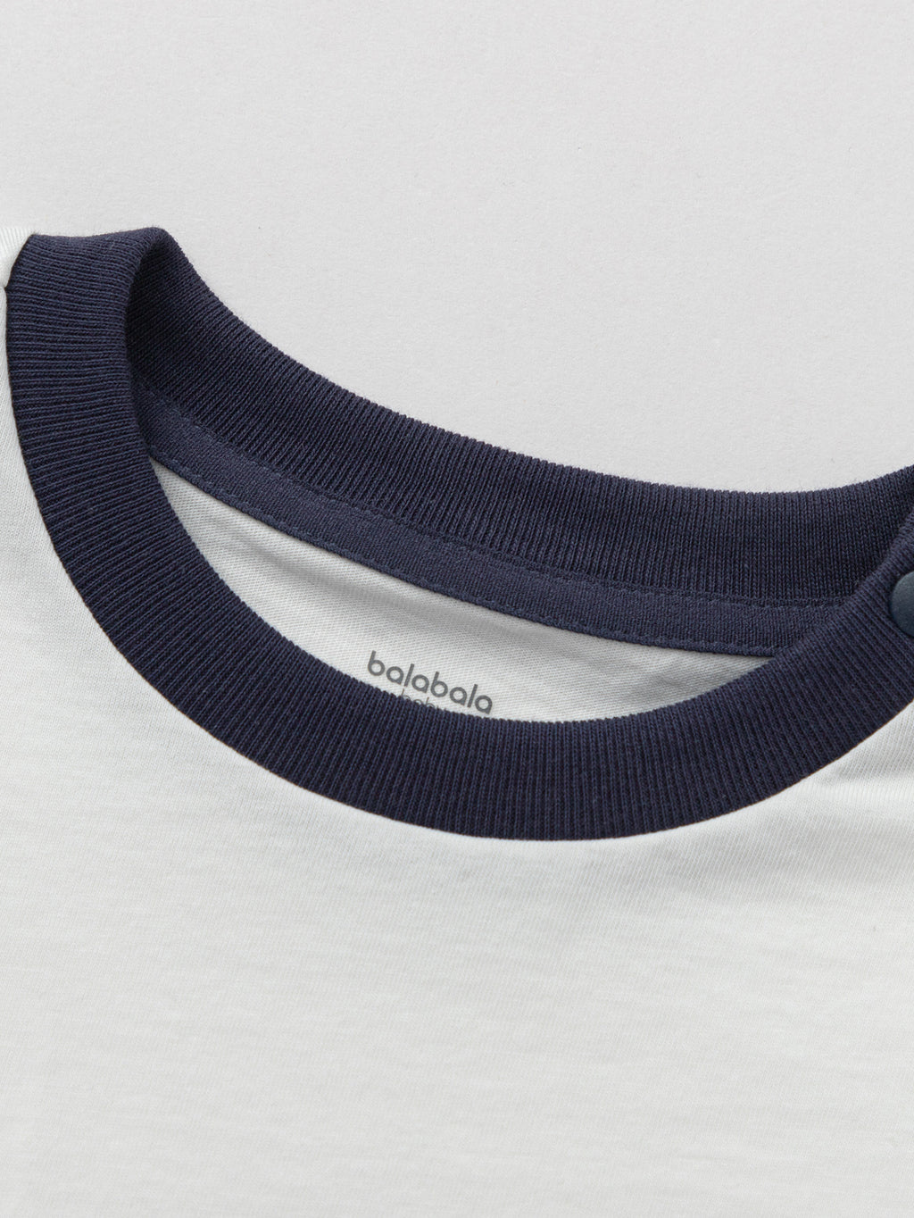 Balabala Printed Contrast Trim T-shirt Raw White,White Blue