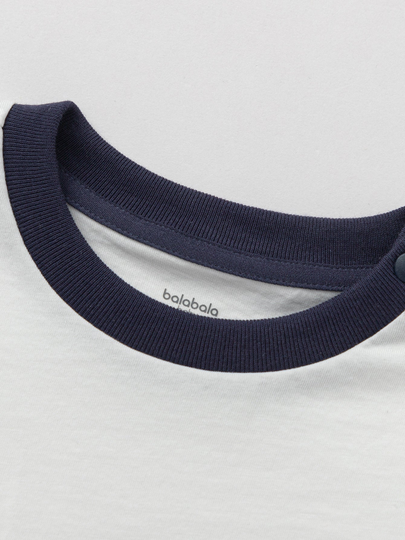 Balabala Printed Contrast Trim T-shirt Raw White,White Blue