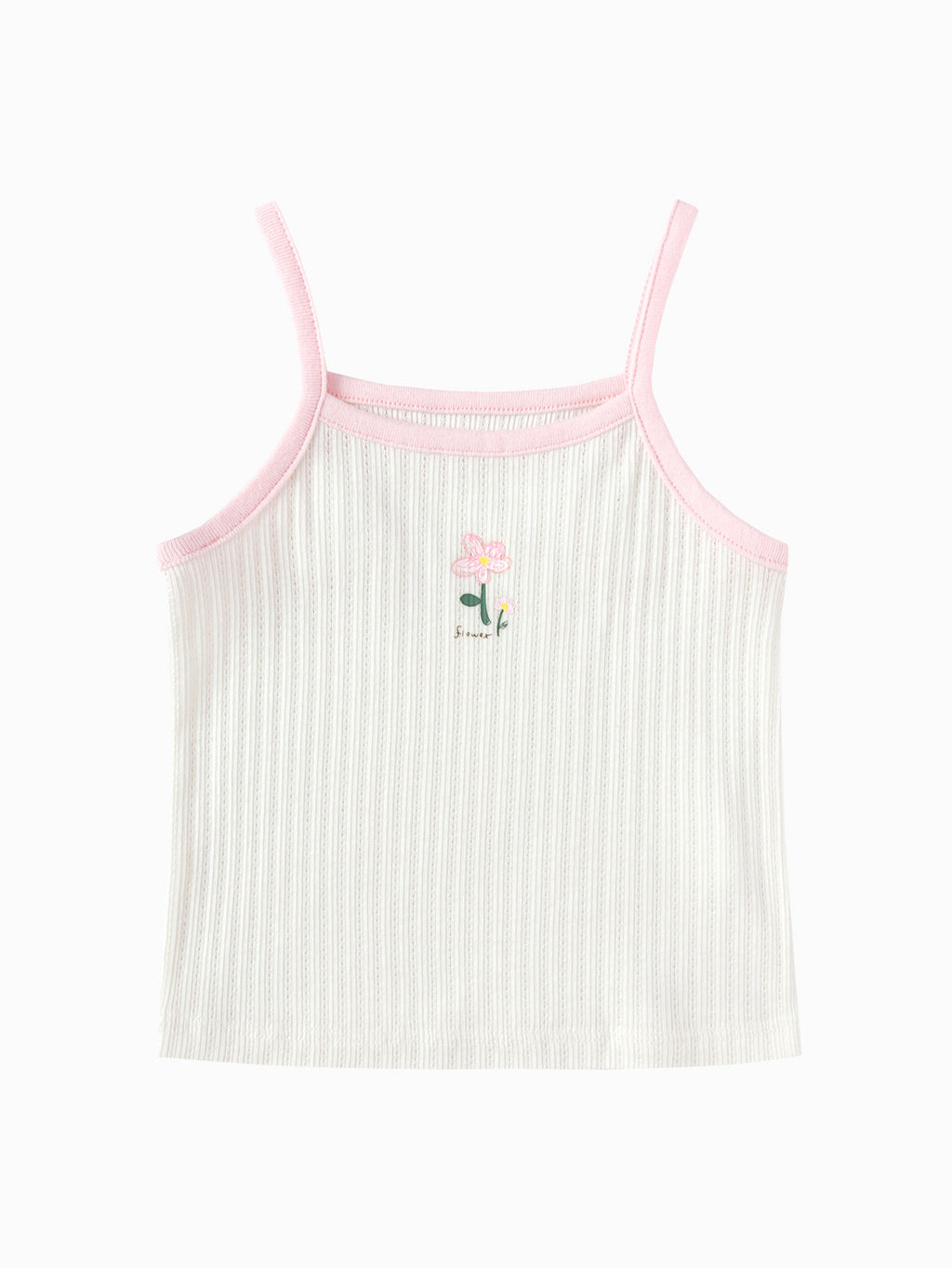 Balabala Ribbed Tank Top White Red