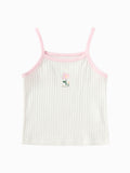 Balabala Ribbed Tank Top White Red