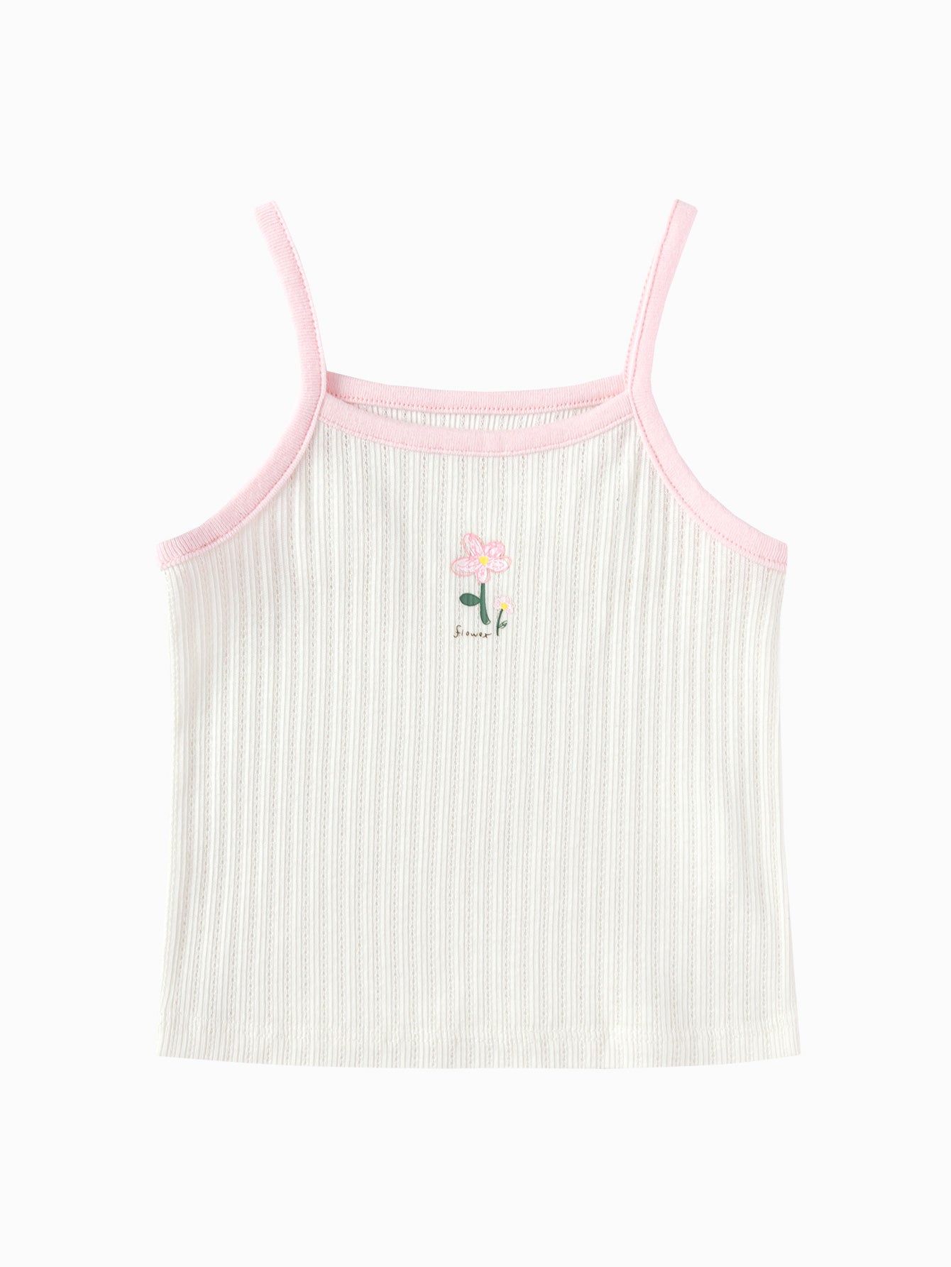 Balabala Ribbed Tank Top White Red