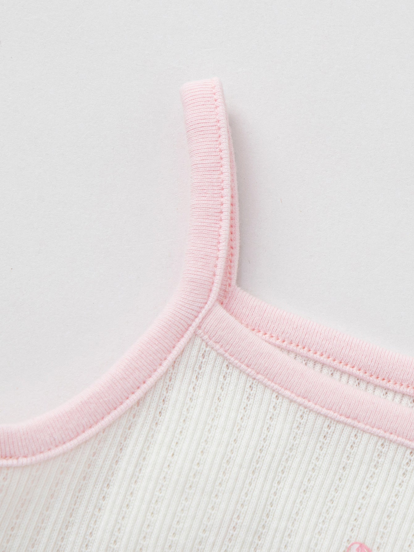 Balabala Ribbed Tank Top White Red