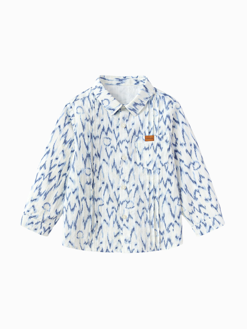 Balabala Boys Pleated Long Sleeve Shirt White,Blue