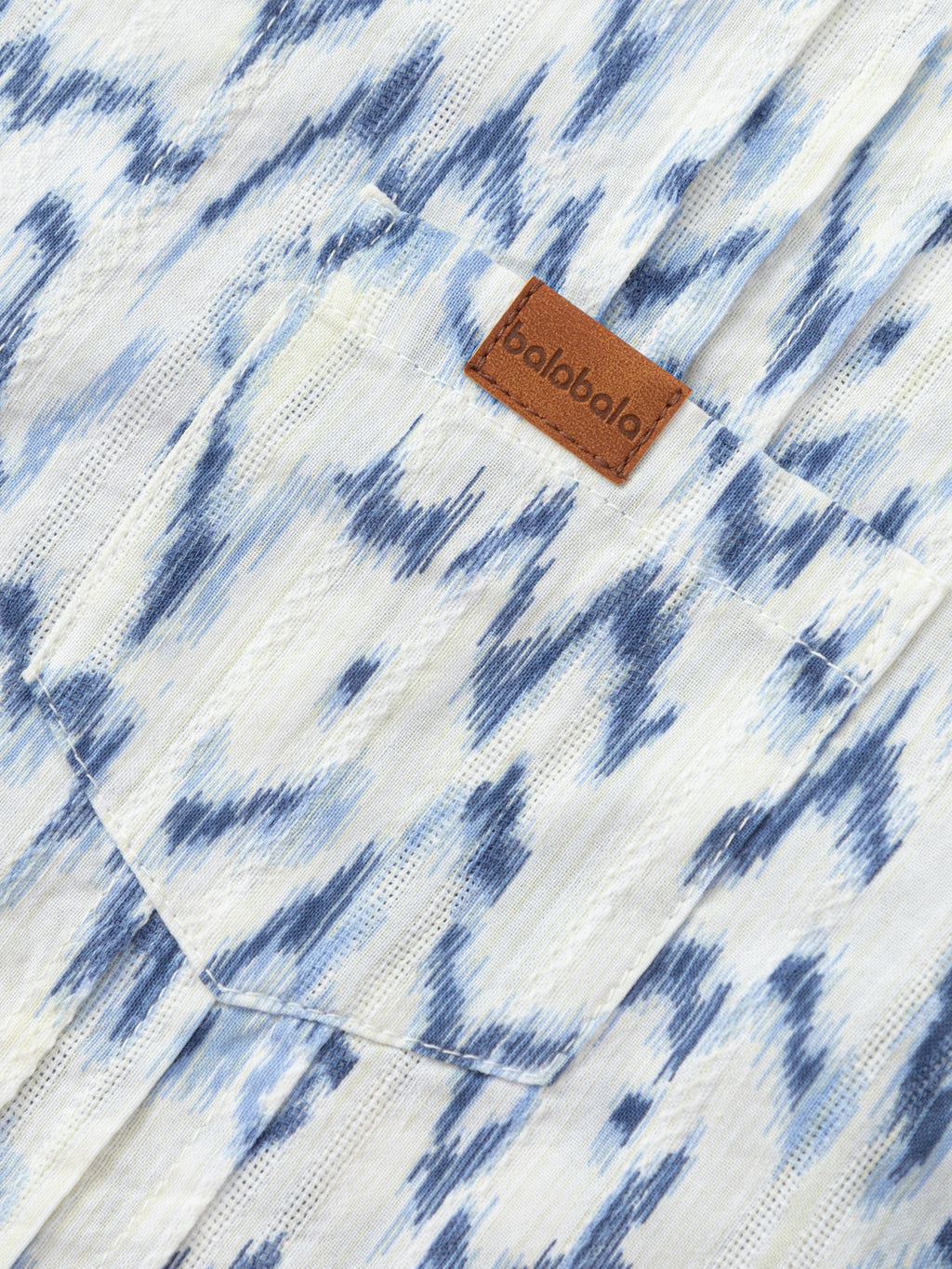 Balabala Boys Pleated Long Sleeve Shirt White,Blue