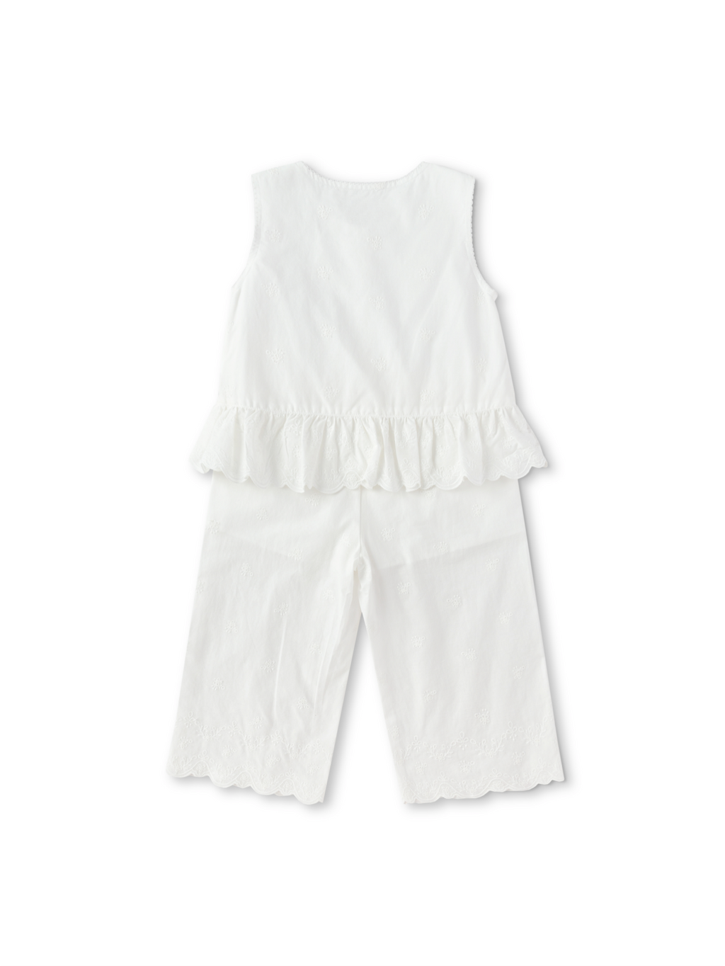 Balabala Girls Ruffle Top and Pants Set White
