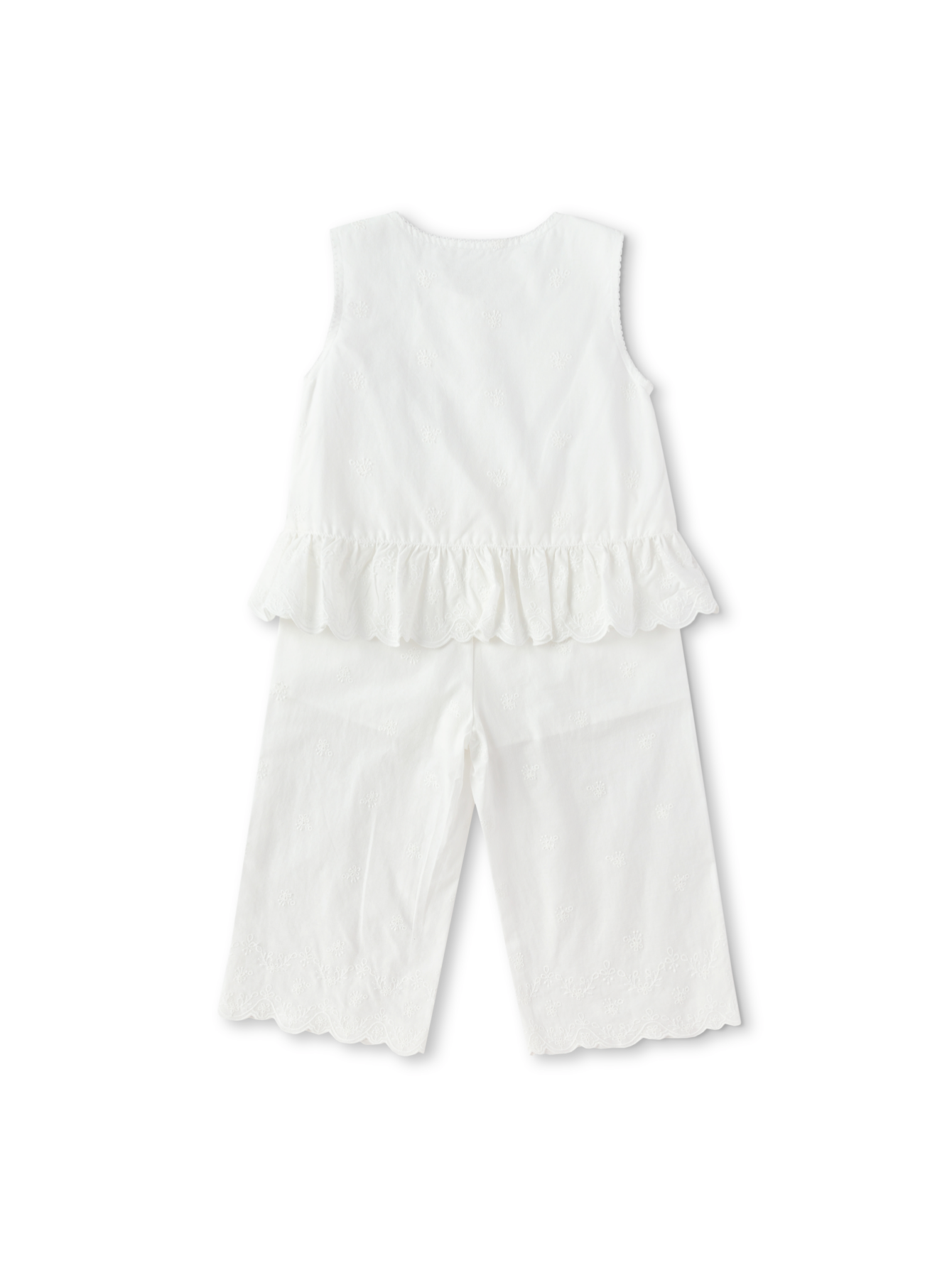 Balabala Girls Ruffle Top and Pants Set White