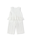 Balabala Girls Ruffle Top and Pants Set White