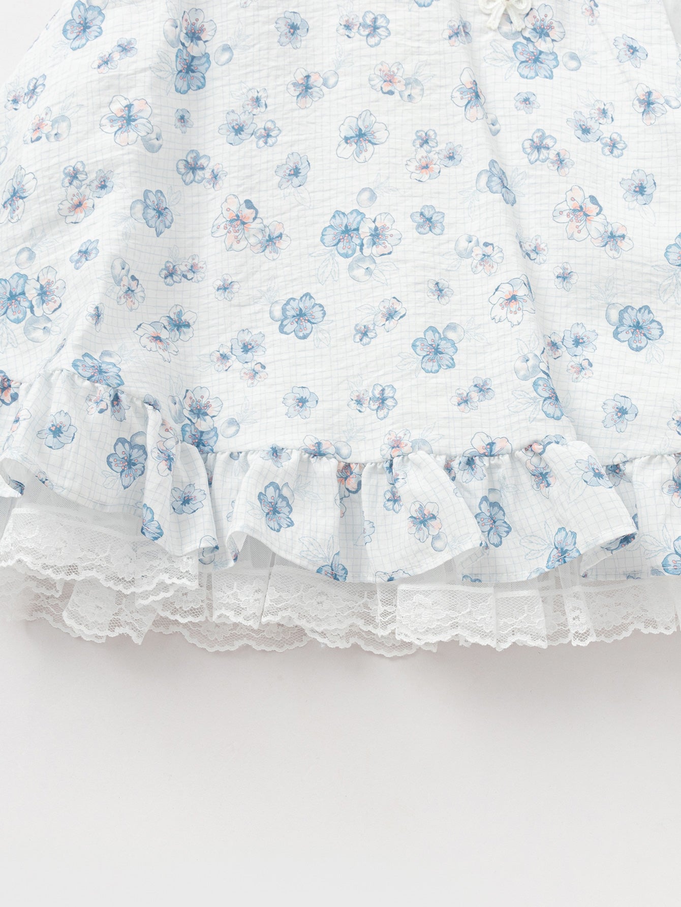 Balabala Girls Floral Top and Shorts Set White Blue