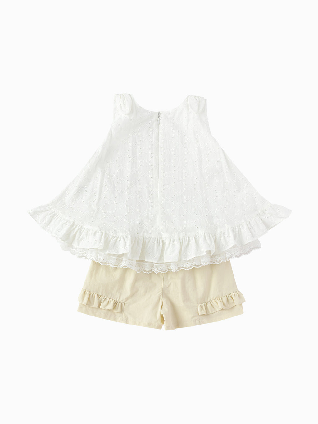 Balabala Girls Floral Top and Shorts Set White Blue