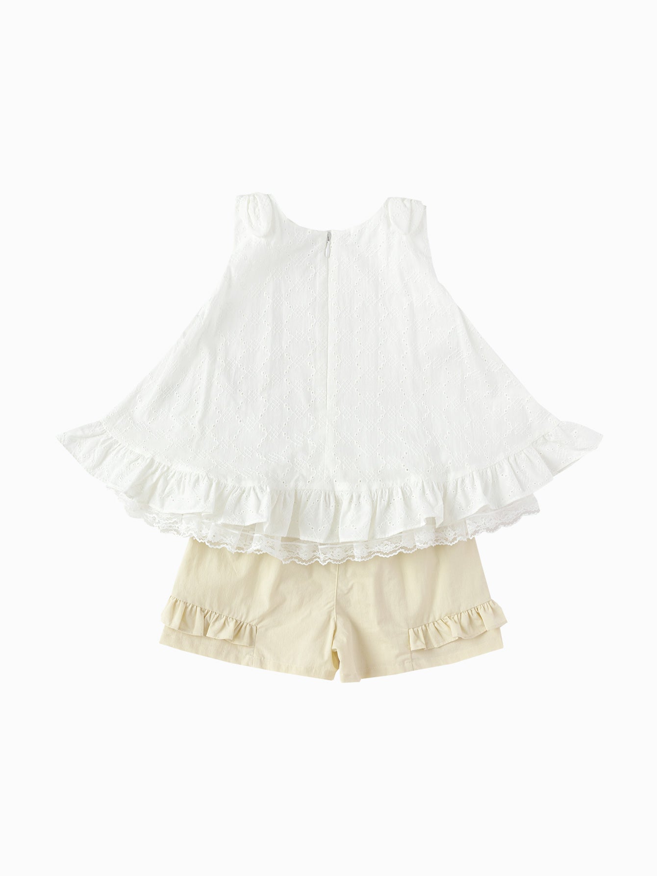 Balabala Girls Floral Top and Shorts Set White Blue
