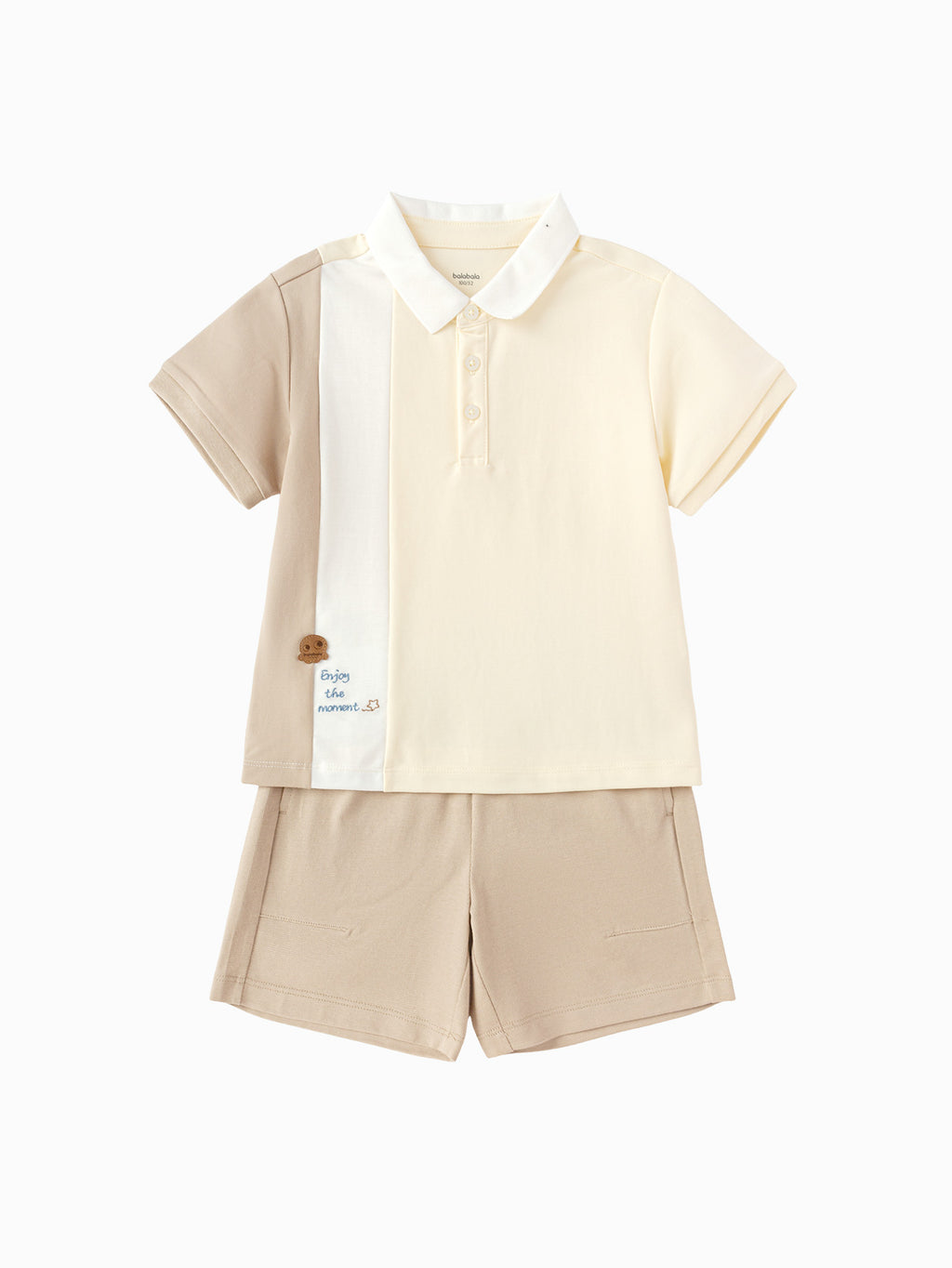 Balabala Polo Shirt and Shorts Set Shell Khaki,Dark Blue