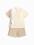 Balabala Polo Shirt and Shorts Set Shell Khaki,Dark Blue