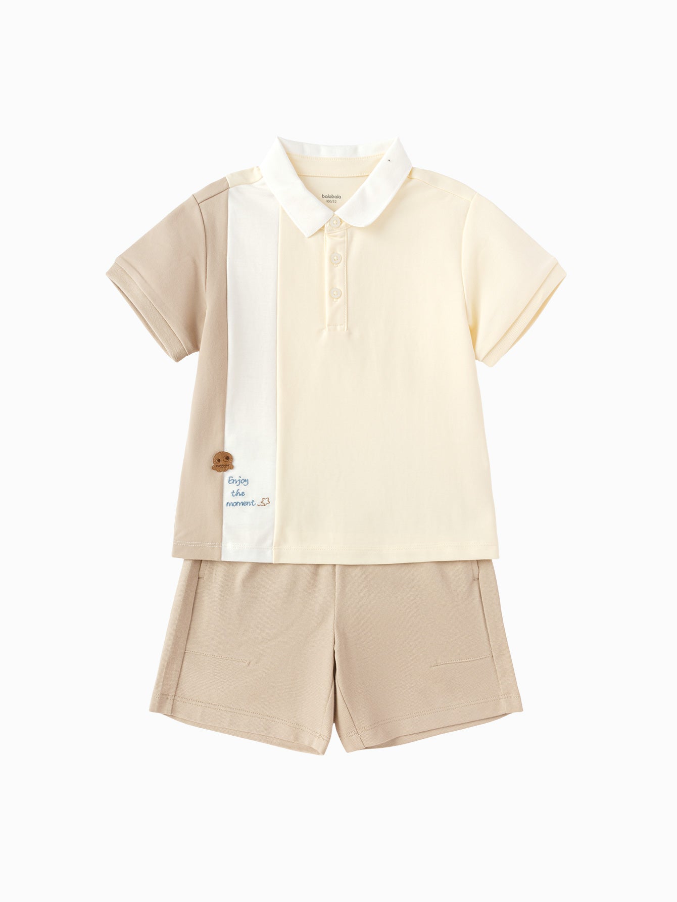 Balabala Polo Shirt and Shorts Set Shell Khaki,Dark Blue