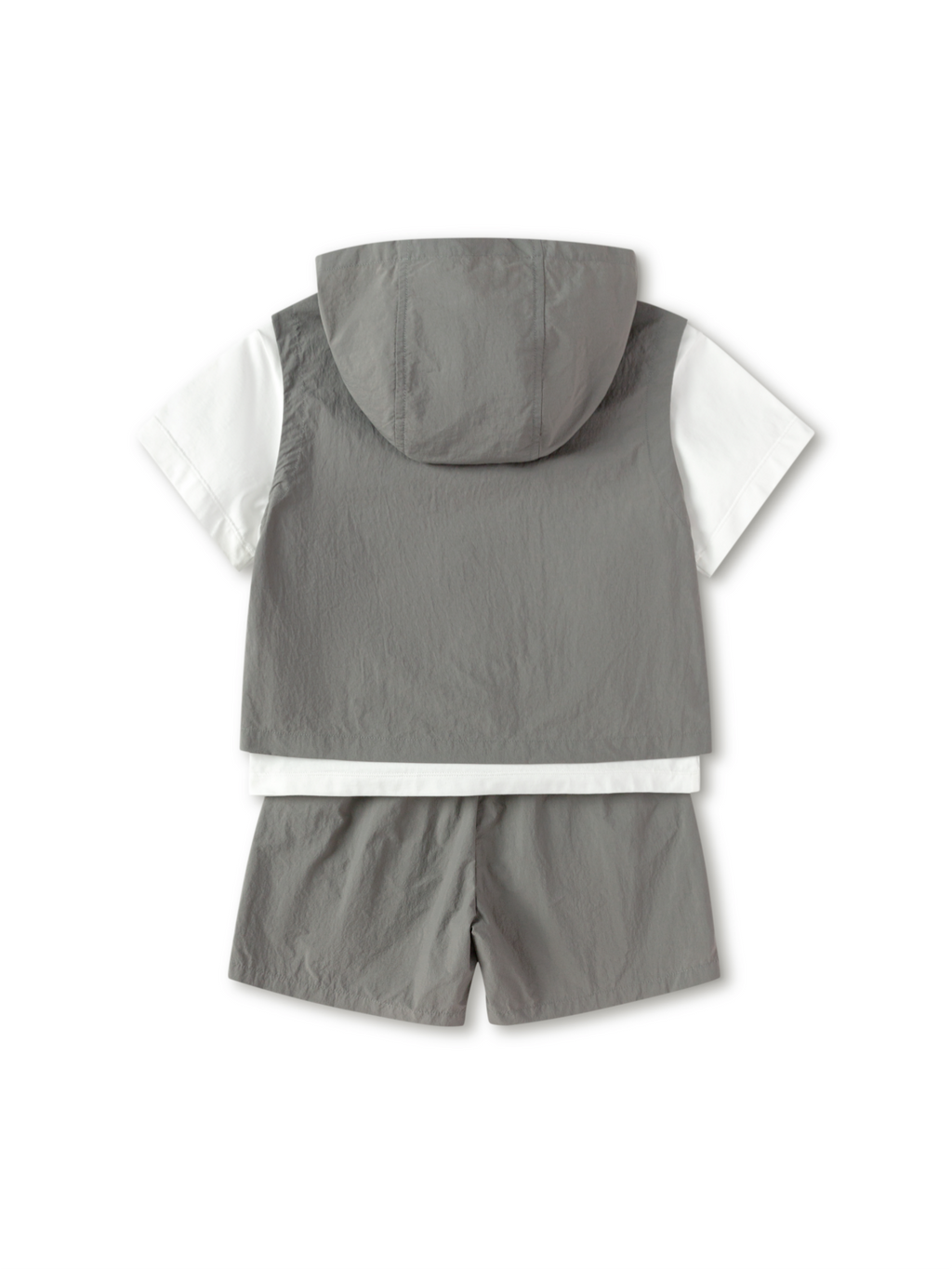 Balabala Boys Hooded Vest Set Morning Gray