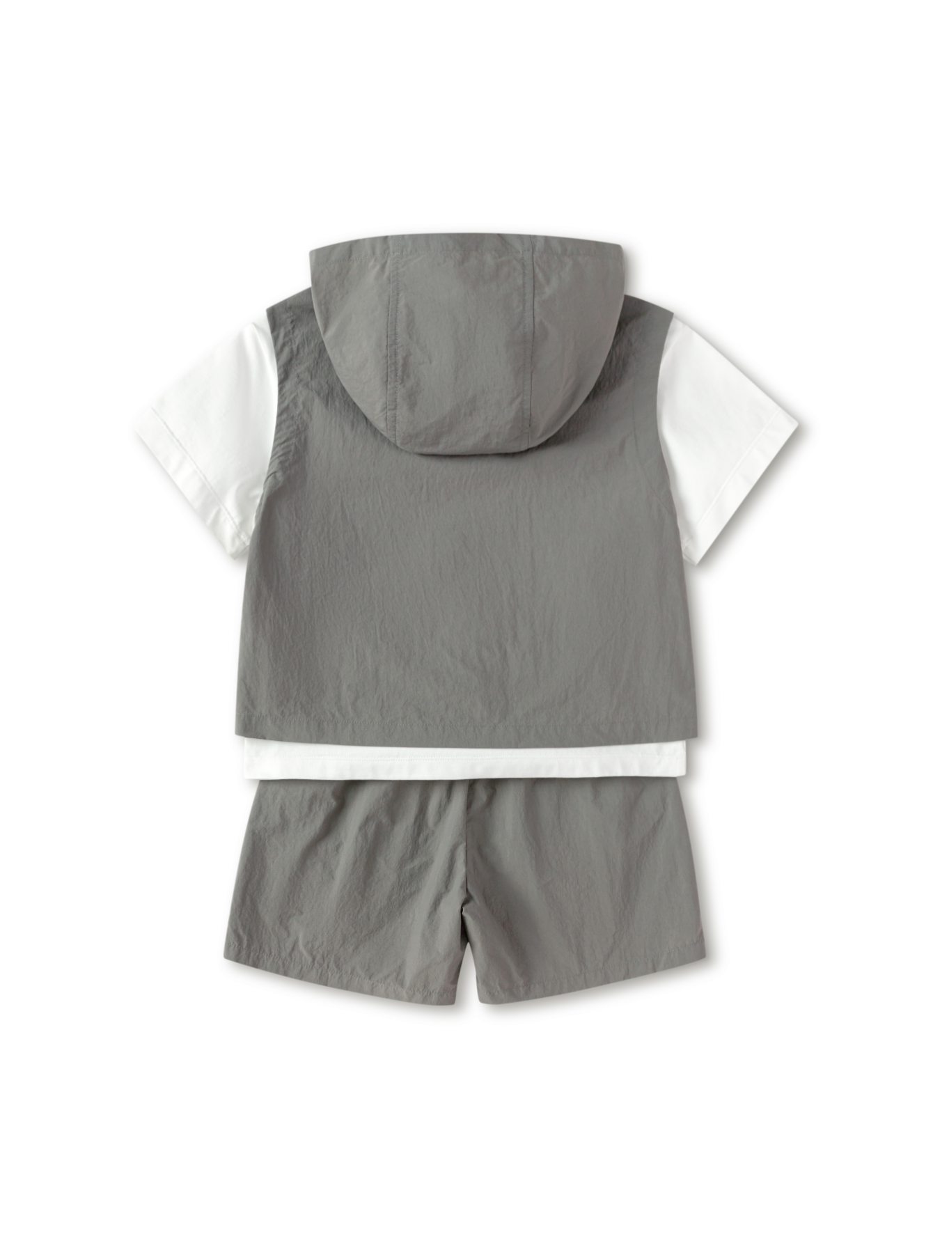 Balabala Boys Hooded Vest Set Morning Gray