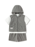 Balabala Boys Hooded Vest Set Morning Gray