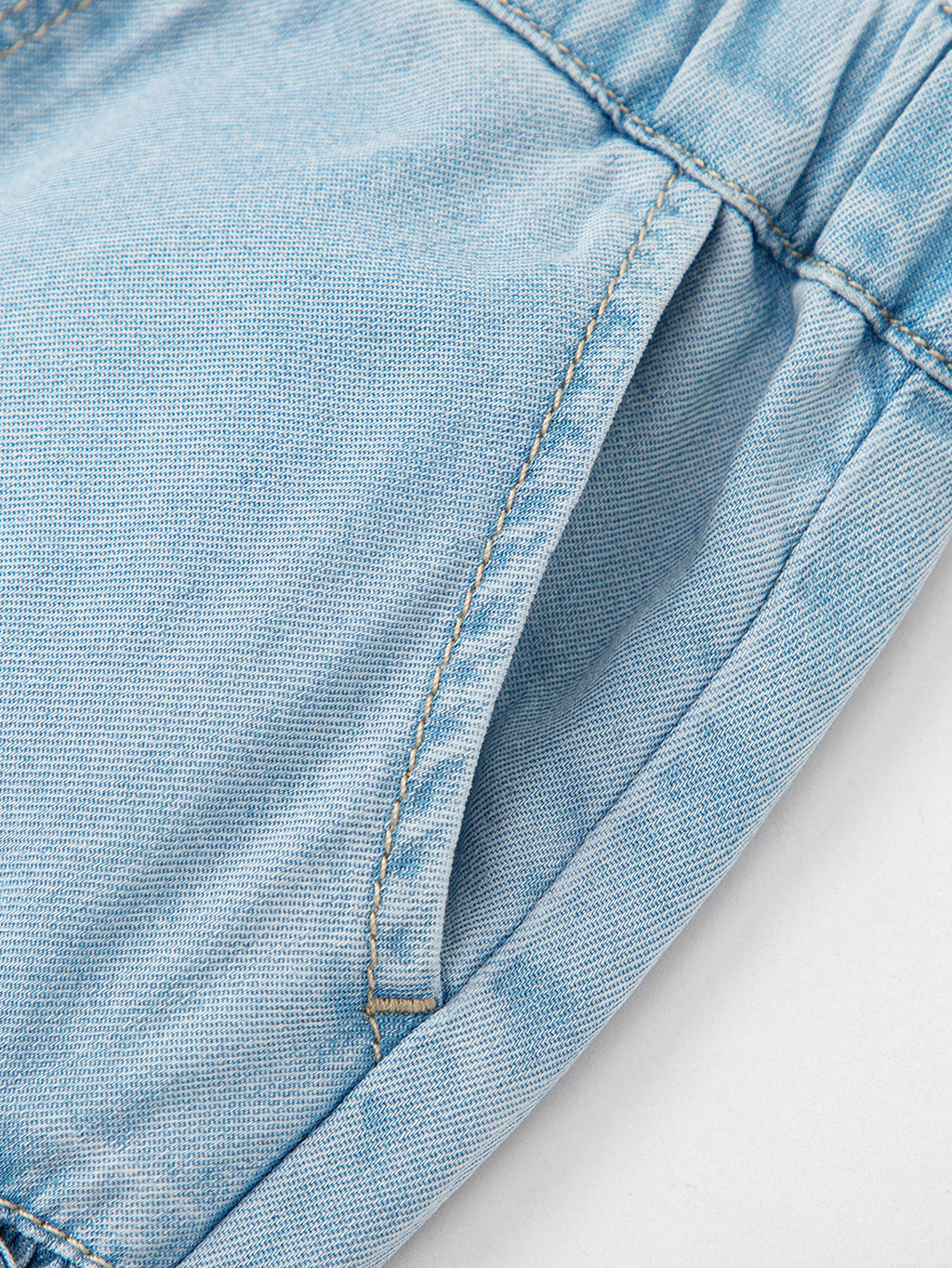 Balabala Girls Bow Detail Denim Pants Light Blue,Dark Blue