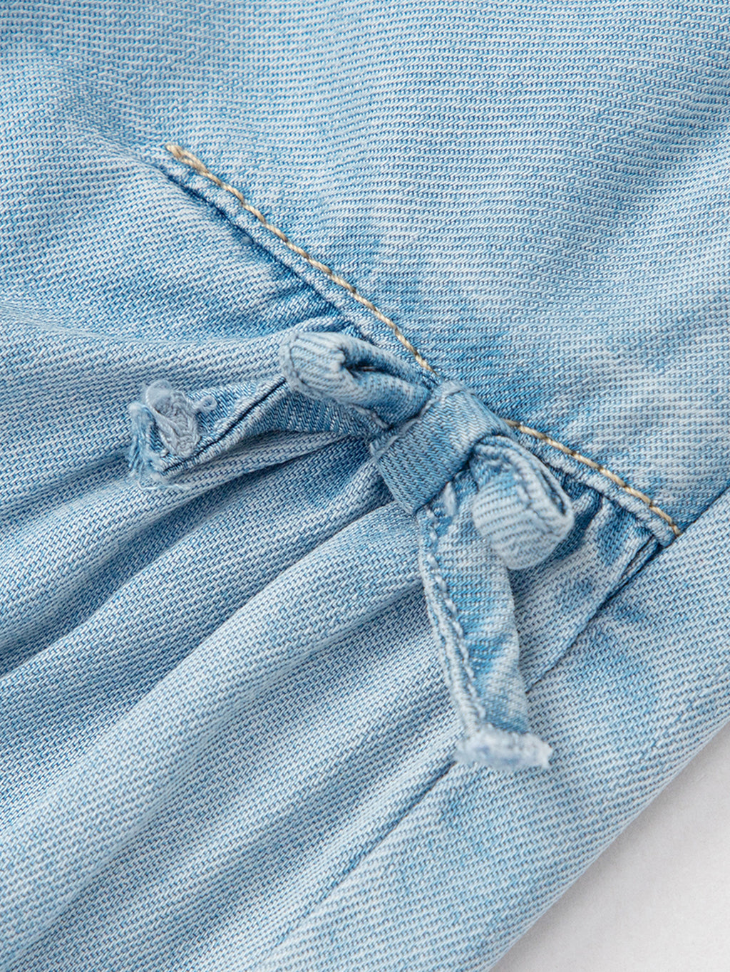Balabala Girls Bow Detail Denim Pants Light Blue,Dark Blue