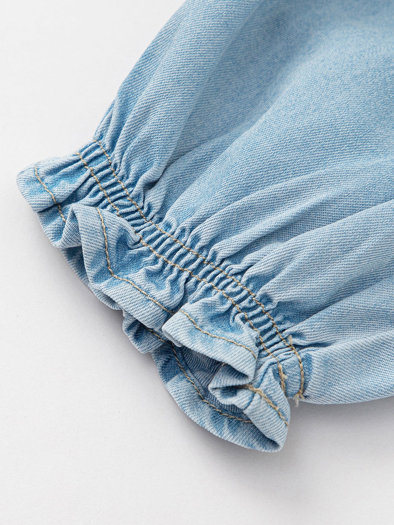 Balabala Girls Bow Detail Denim Pants Light Blue,Dark Blue