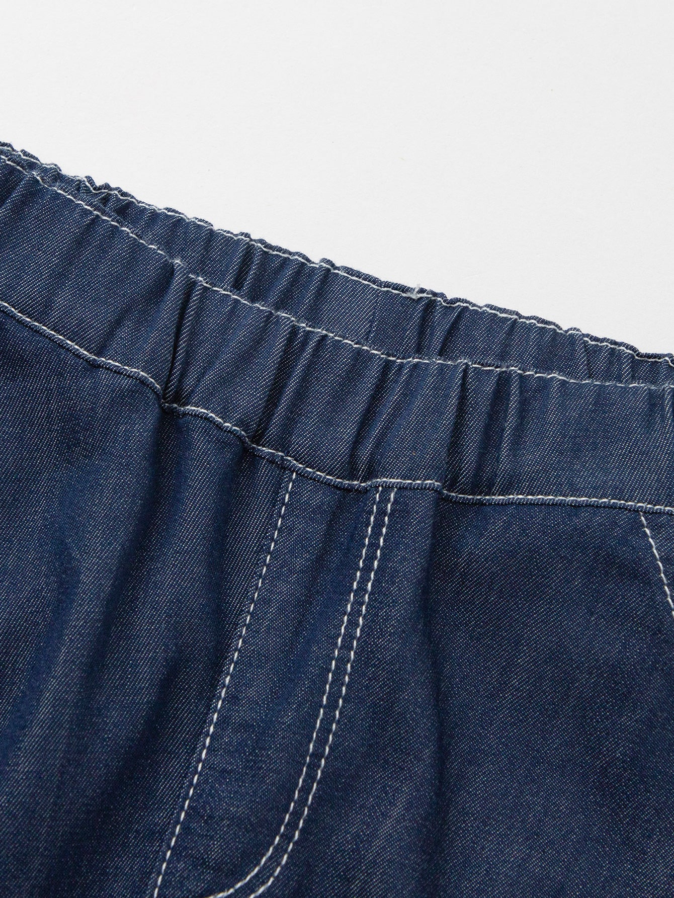 Balabala Girls Bow Detail Denim Pants Light Blue,Dark Blue