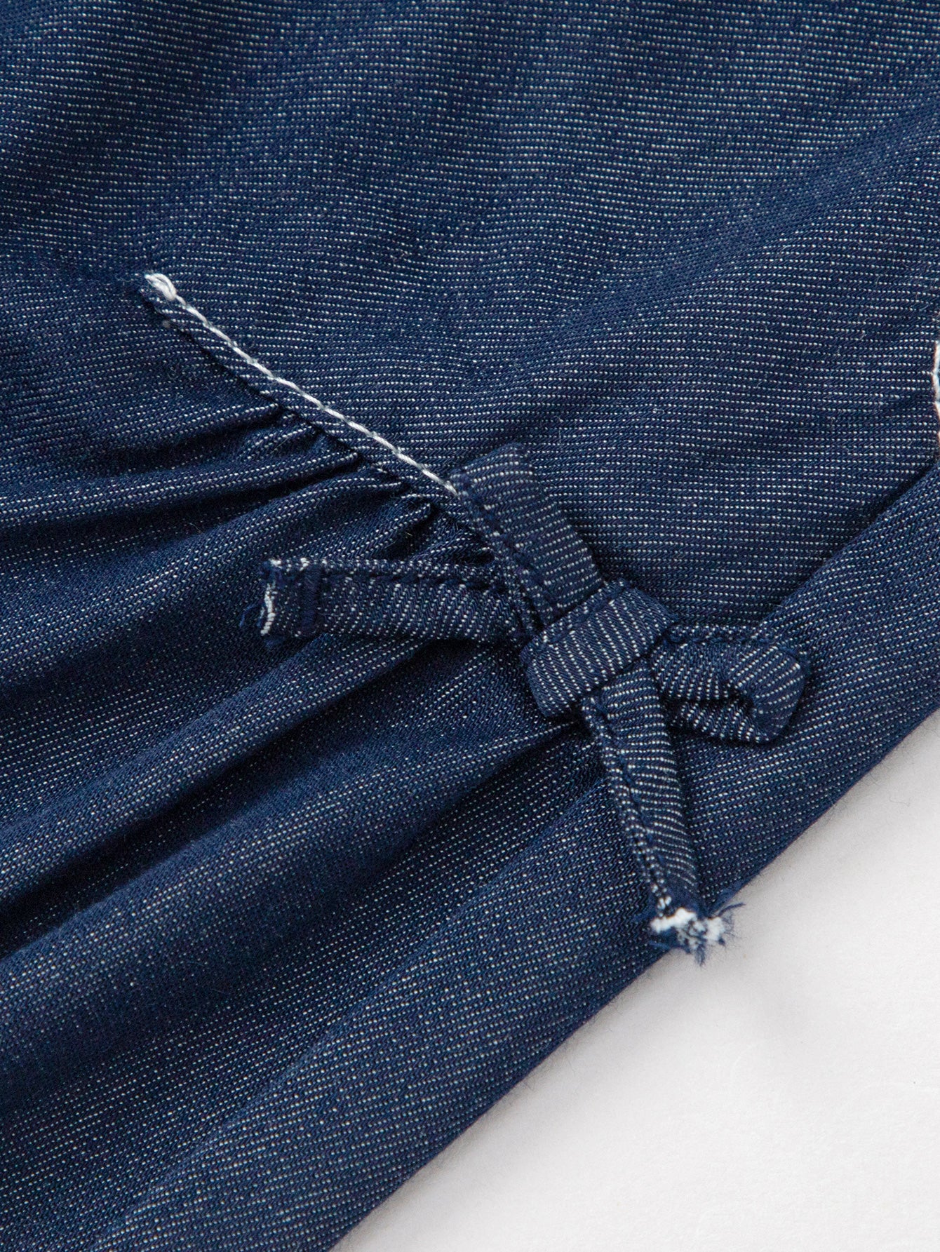 Balabala Girls Bow Detail Denim Pants Light Blue,Dark Blue